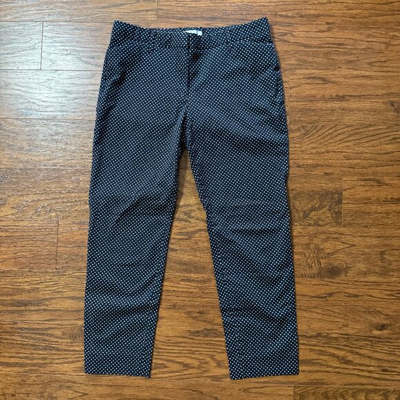 Gap Slim Cropped Stretch Navy and White Polka Dot Pants Size 6 - Picture 1 of 8